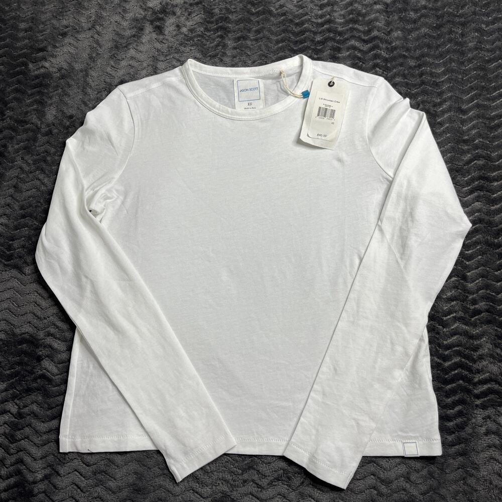 Jason Scott Shrunken Tee white Long sleeve Size XS NWT